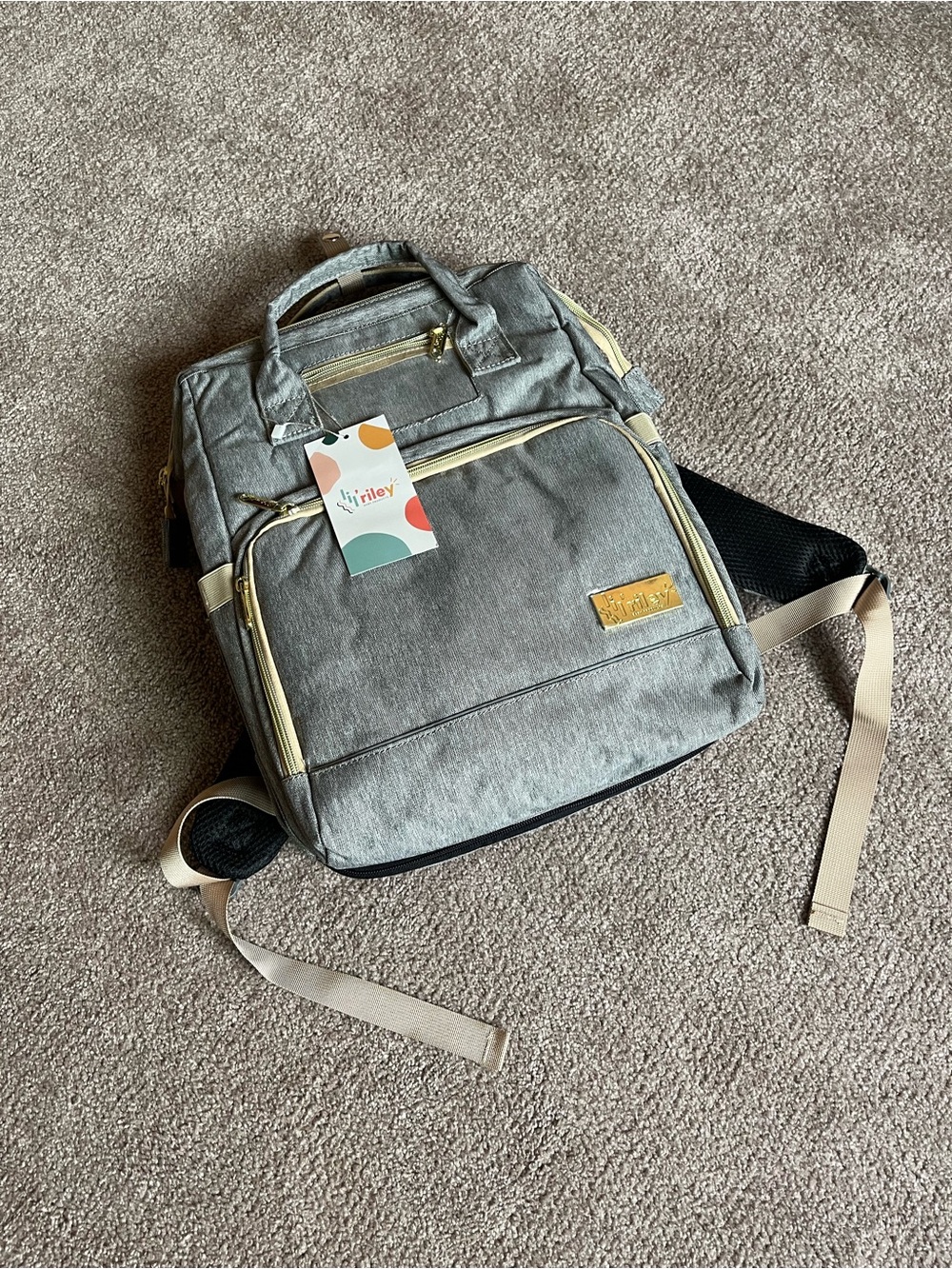 Lil’ Riley Grey Diaper Bag Backpack - Picture 2 of 6